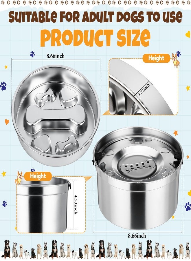 Vesici Slow Feeder Dog Bowls Set 3.2l No Spill Water Bowl and 2 Cups Stainless Steel Dog Slow Feeder Food Bowl Puppy or Cat Food Holder Dishwasher Pet Supplies - Image 2
